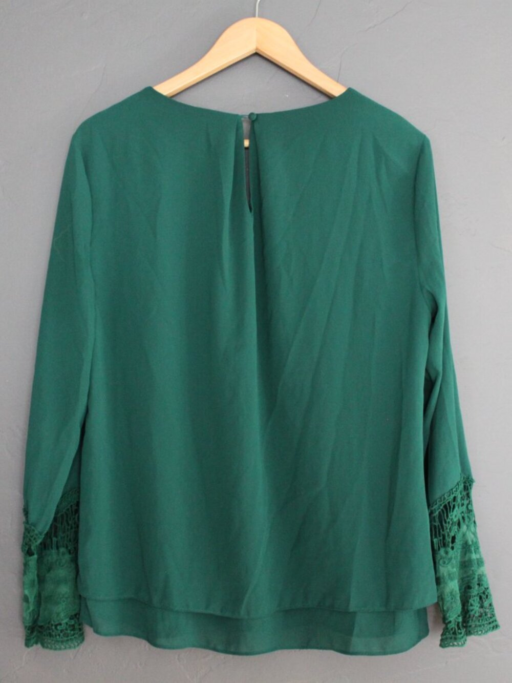 VINTAGE Teal Lace Sleeve Blouse Size S/M Boho Romantic